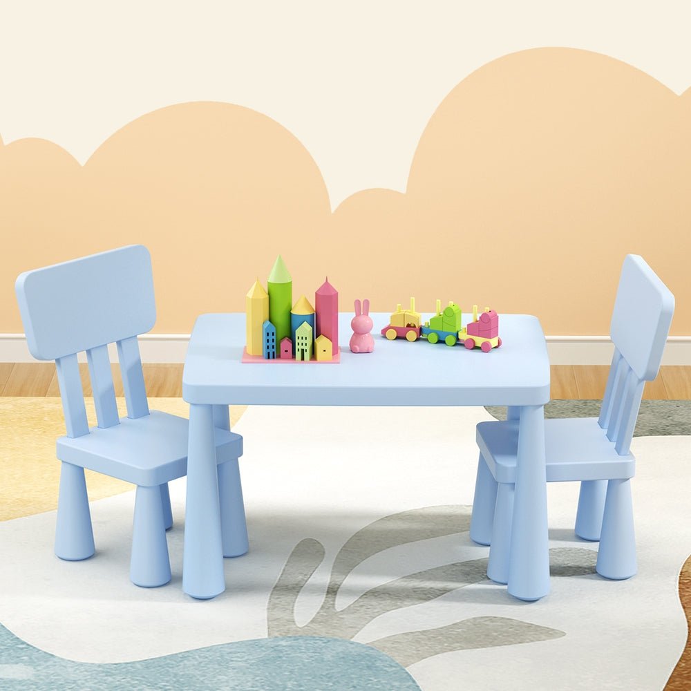 1 Keezi Kids Table and 2 Chairs Set Blue for kids outdoor play - PlayScapes Australia