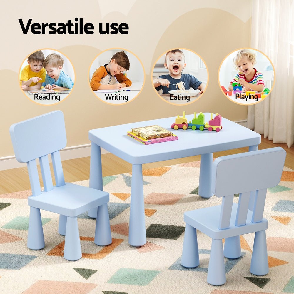 1 Keezi Kids Table and 2 Chairs Set Blue for kids outdoor play - PlayScapes Australia