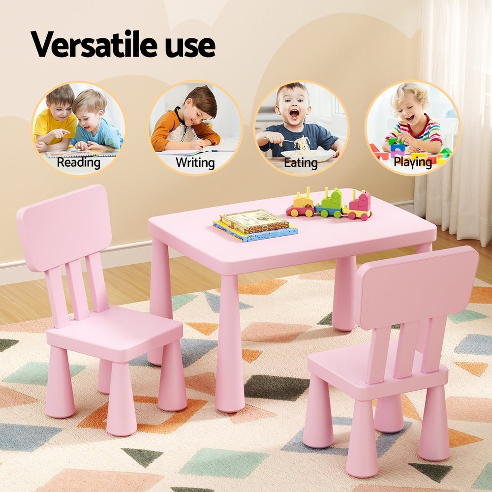 1 Keezi Kids Table and 2 Chairs Set Pink for kids outdoor play - PlayScapes Australia