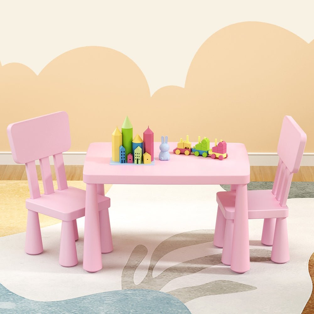 1 Keezi Kids Table and 2 Chairs Set Pink for kids outdoor play - PlayScapes Australia