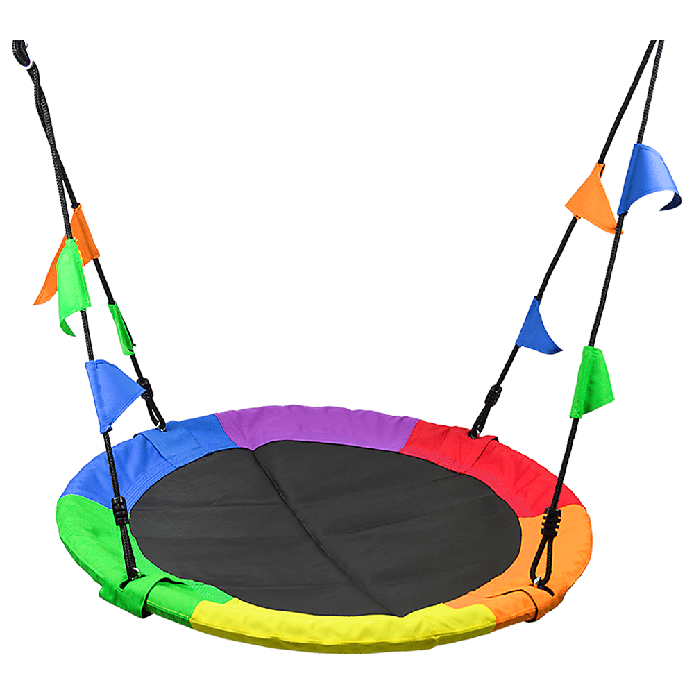 1m Tree Swing in Multi - Color Rainbow Kids Indoor/Outdoor Round Mat Saucer Swing max 220kgs for kids outdoor play - PlayScapes Australia