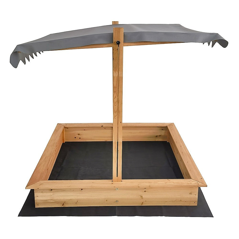 Wooden Kids Sandpit with Adjustable Canopy – Outdoor Play Sandbox