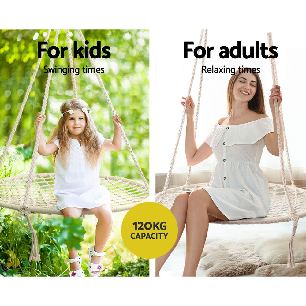 Gardeon Hammock Chair Outdoor Tree Swing Nest Web Hanging Seat 100cm for kids outdoor play - PlayScapes Australia