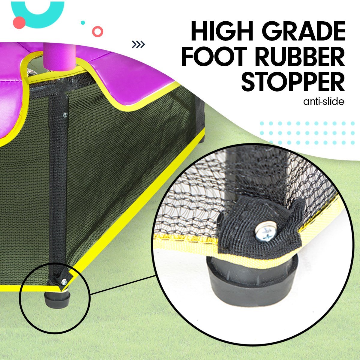 Kahuna 4.5ft Trampoline Round Free Safety Net Spring Pad Cover Mat Outdoor Blue Purple for kids outdoor play - PlayScapes Australia