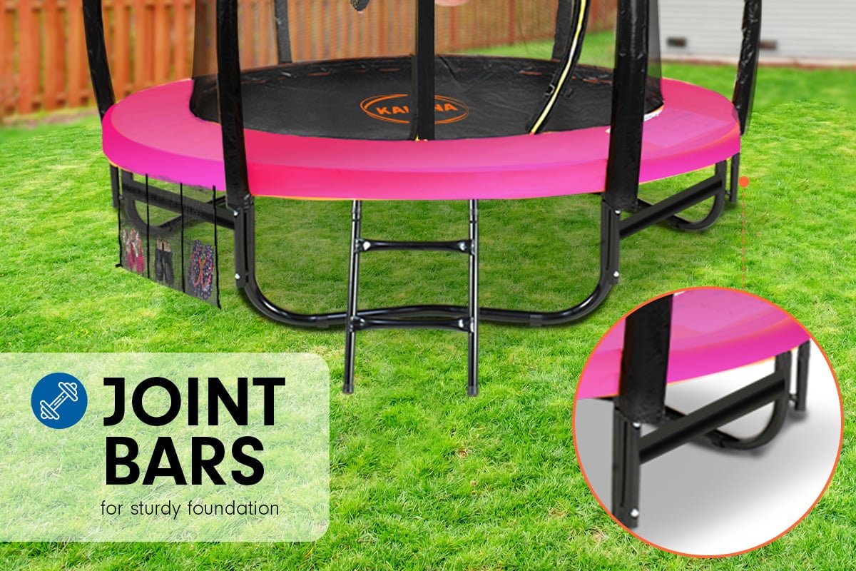 Kahuna Classic 6ft Outdoor Round Trampoline Safety Enclosure And Basketball Hoop Set - Pink for kids outdoor play - PlayScapes Australia
