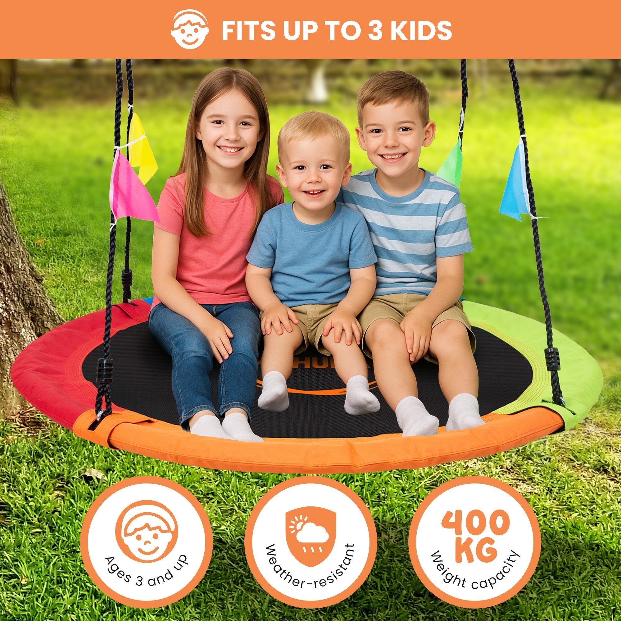 Kahuna Kids 1.2m Tree Saucer Swing Set Round 400kg With Straps Capacity Outdoor for kids outdoor play - PlayScapes Australia