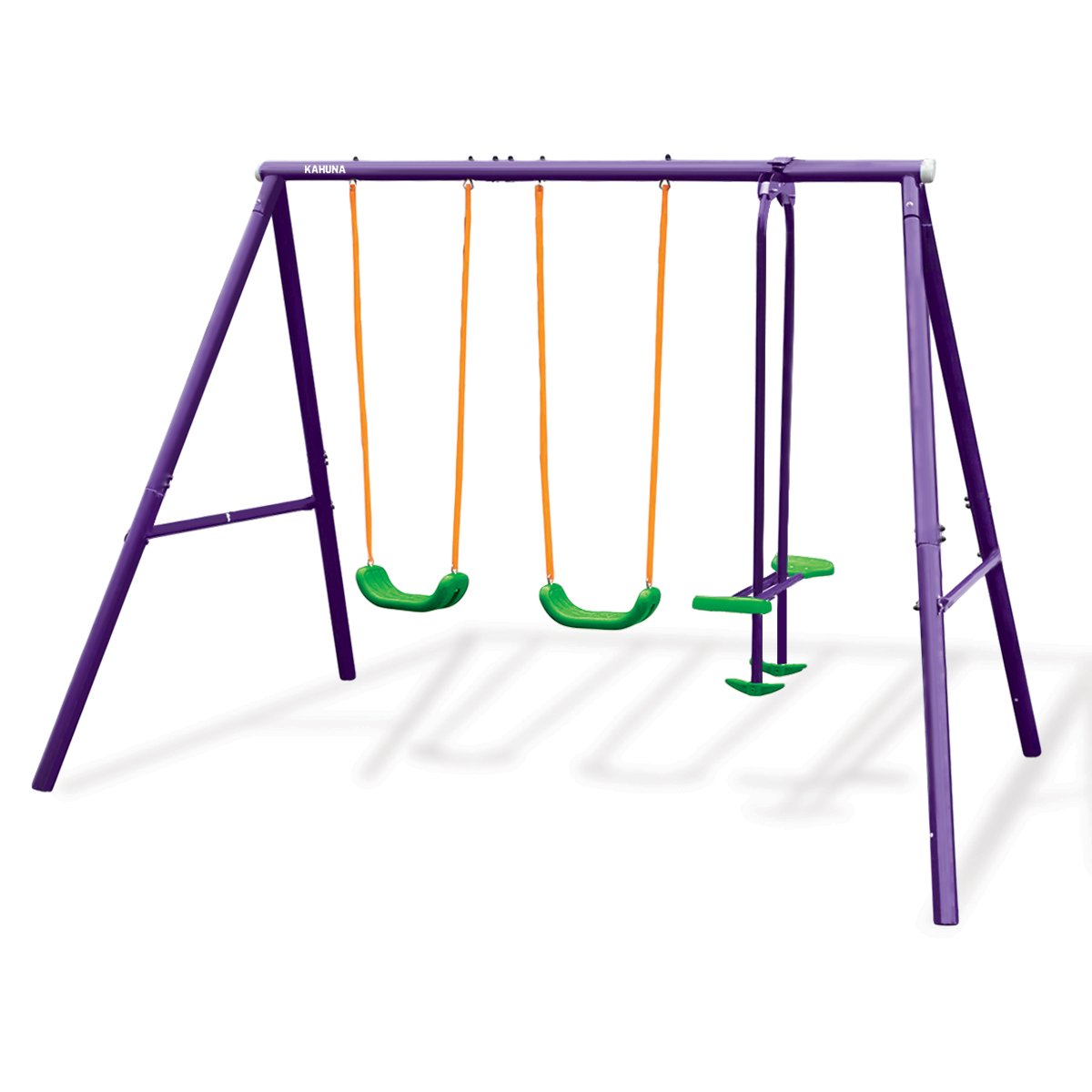 Kahuna Kids 4 - Seater Swing Set Purple Green for kids outdoor play - PlayScapes Australia