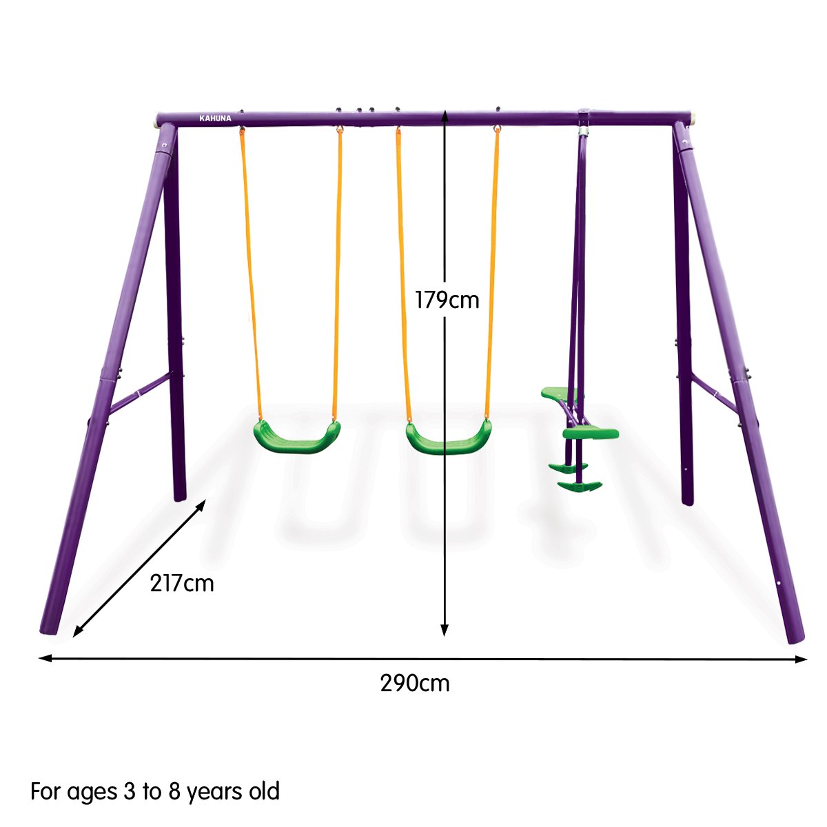 Kahuna Kids 4 - Seater Swing Set Purple Green for kids outdoor play - PlayScapes Australia