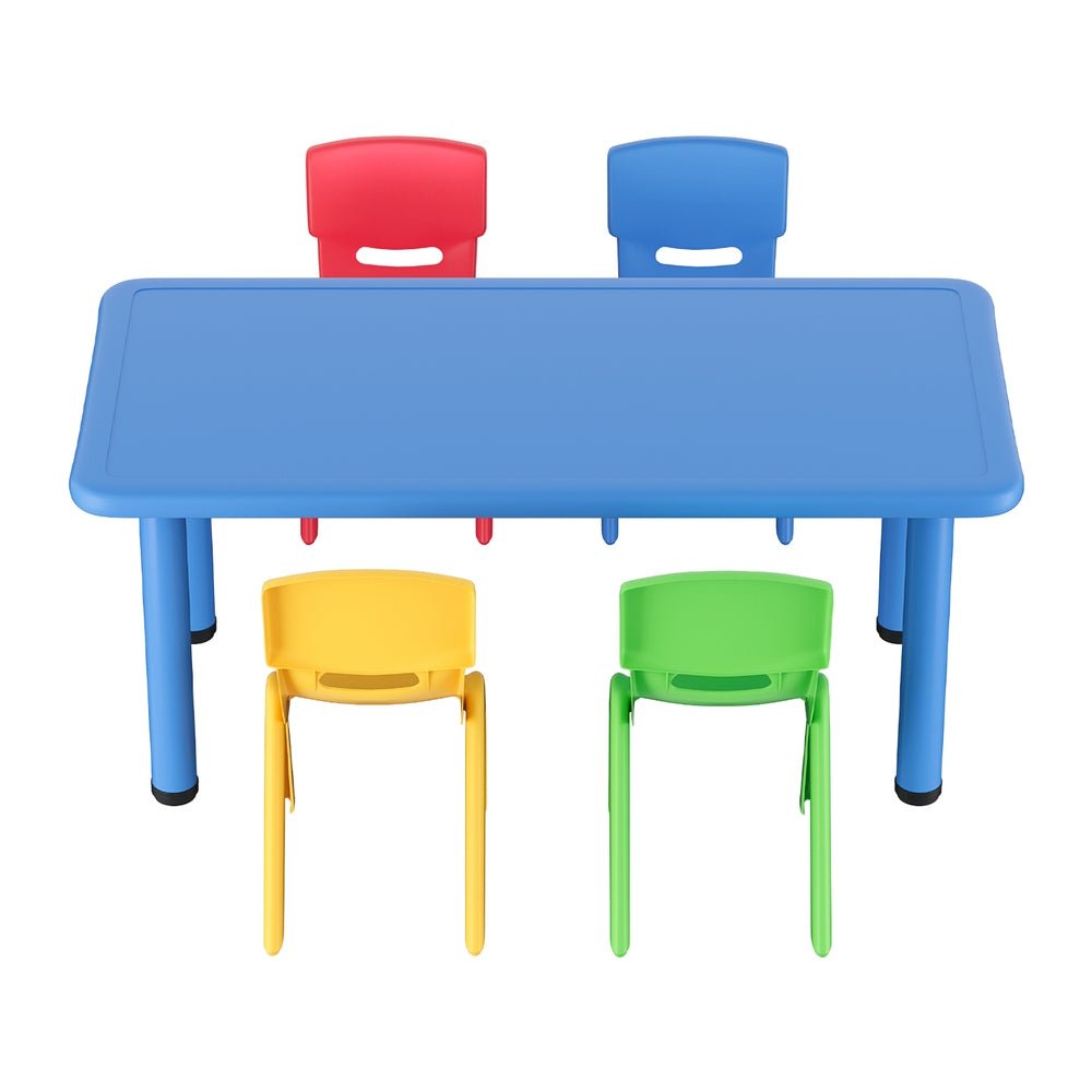 Keezi 5PCS Kids Table and Chairs Set Children Study Desk Furniture Plastic 4 Chairs for kids outdoor play - PlayScapes Australia