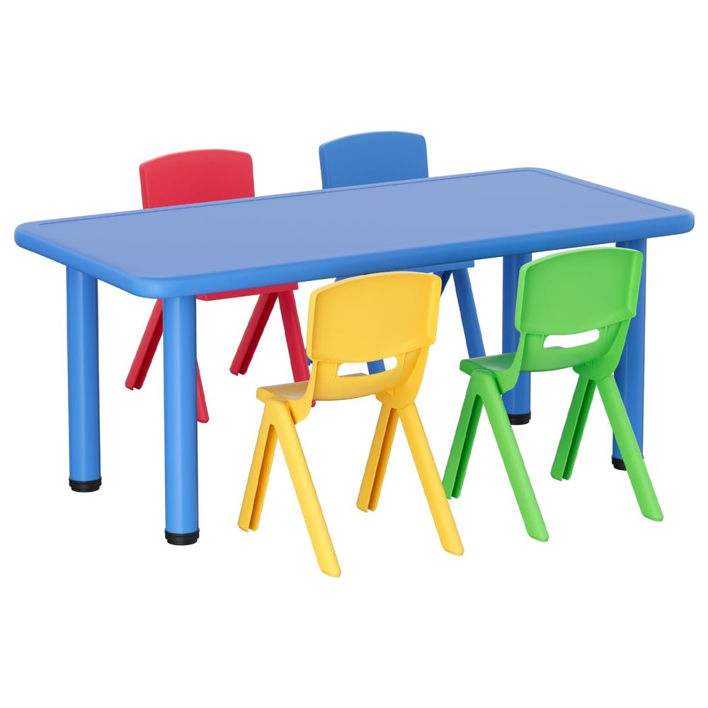 Keezi 5PCS Kids Table and Chairs Set Children Study Desk Furniture Plastic 4 Chairs for kids outdoor play - PlayScapes Australia