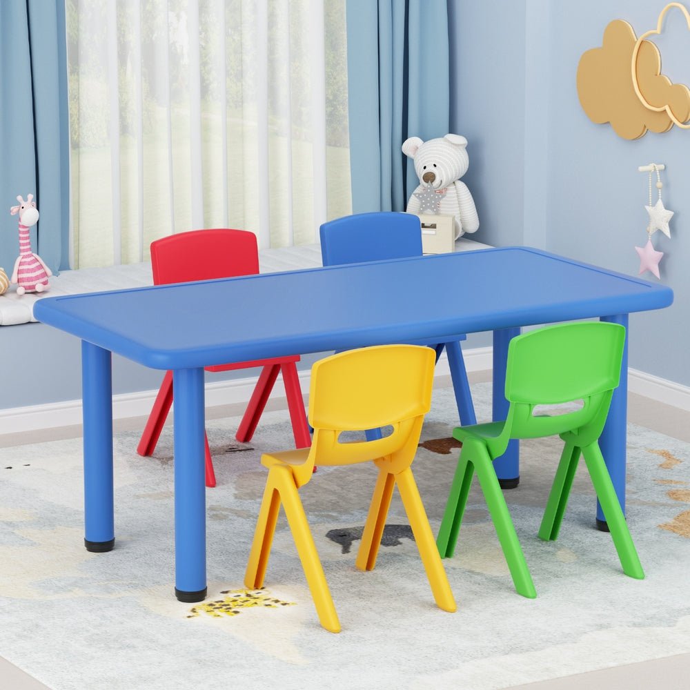 Keezi 5PCS Kids Table and Chairs Set Children Study Desk Furniture Plastic 4 Chairs for kids outdoor play - PlayScapes Australia