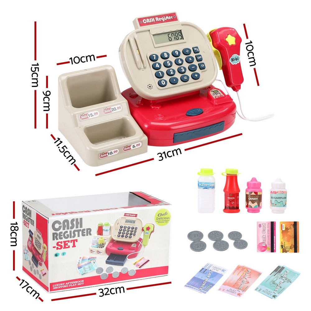 Keezi Kids Cash Register Calculator Pretend Play Shops Money Checkout Toys Set for kids outdoor play - PlayScapes Australia