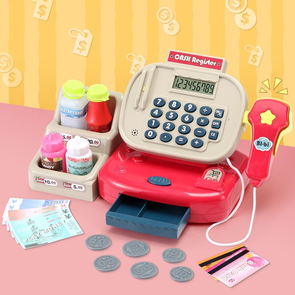 Keezi Kids Cash Register Calculator Pretend Play Shops Money Checkout Toys Set for kids outdoor play - PlayScapes Australia
