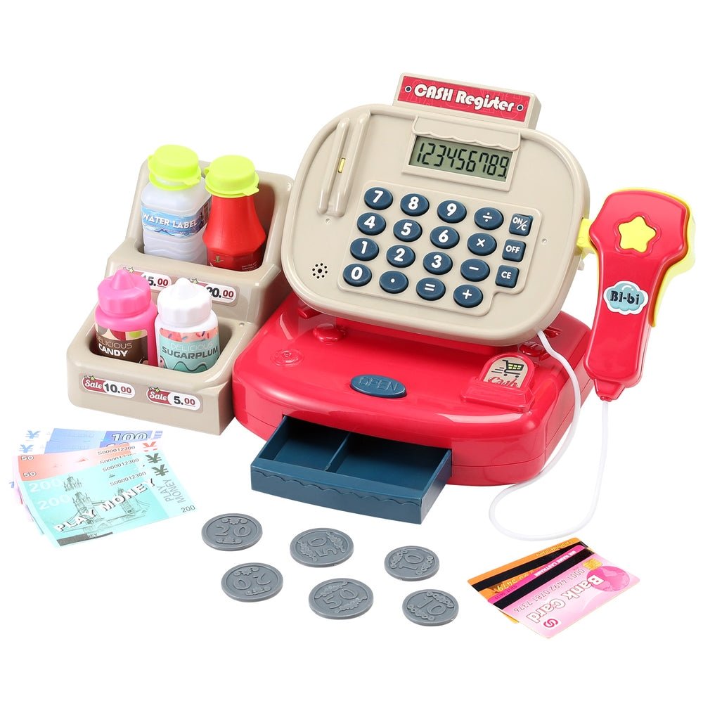 Keezi Kids Cash Register Calculator Pretend Play Shops Money Checkout Toys Set for kids outdoor play - PlayScapes Australia