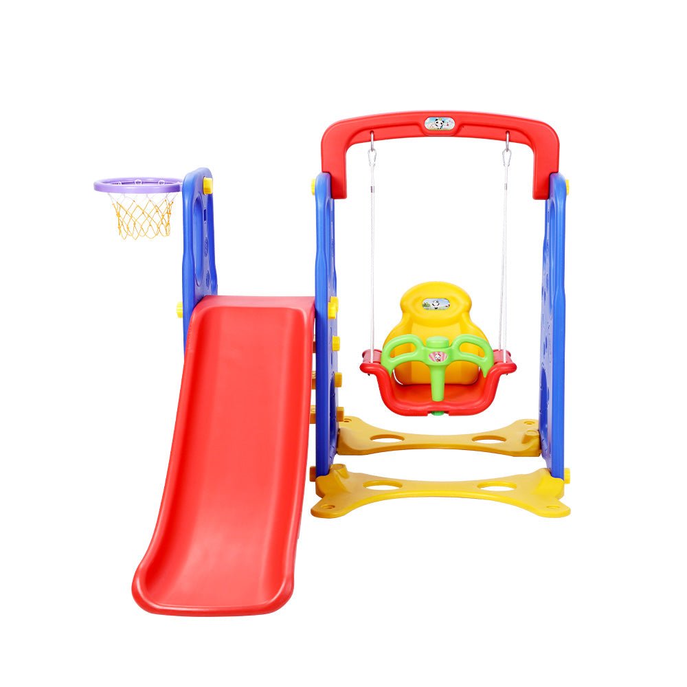 Keezi Kids Eco - Friendly, Bright Coloured, Infant, Toddler Slide Swing & Basketball Hoop Set. Playground Toys 120cm for kids outdoor play - PlayScapes Australia