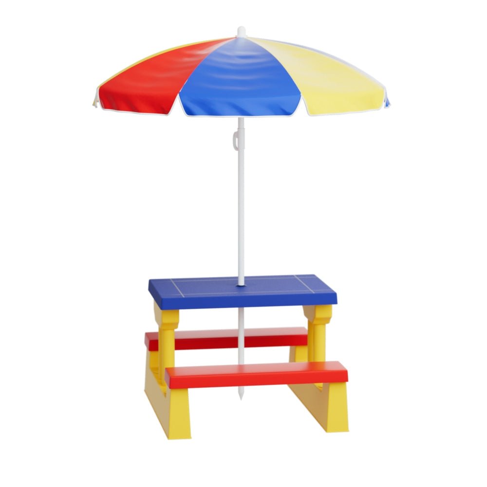 Keezi Kids Outdoor Table and Chairs Set Picnic Bench Umbrella Children Indoor for kids outdoor play - PlayScapes Australia