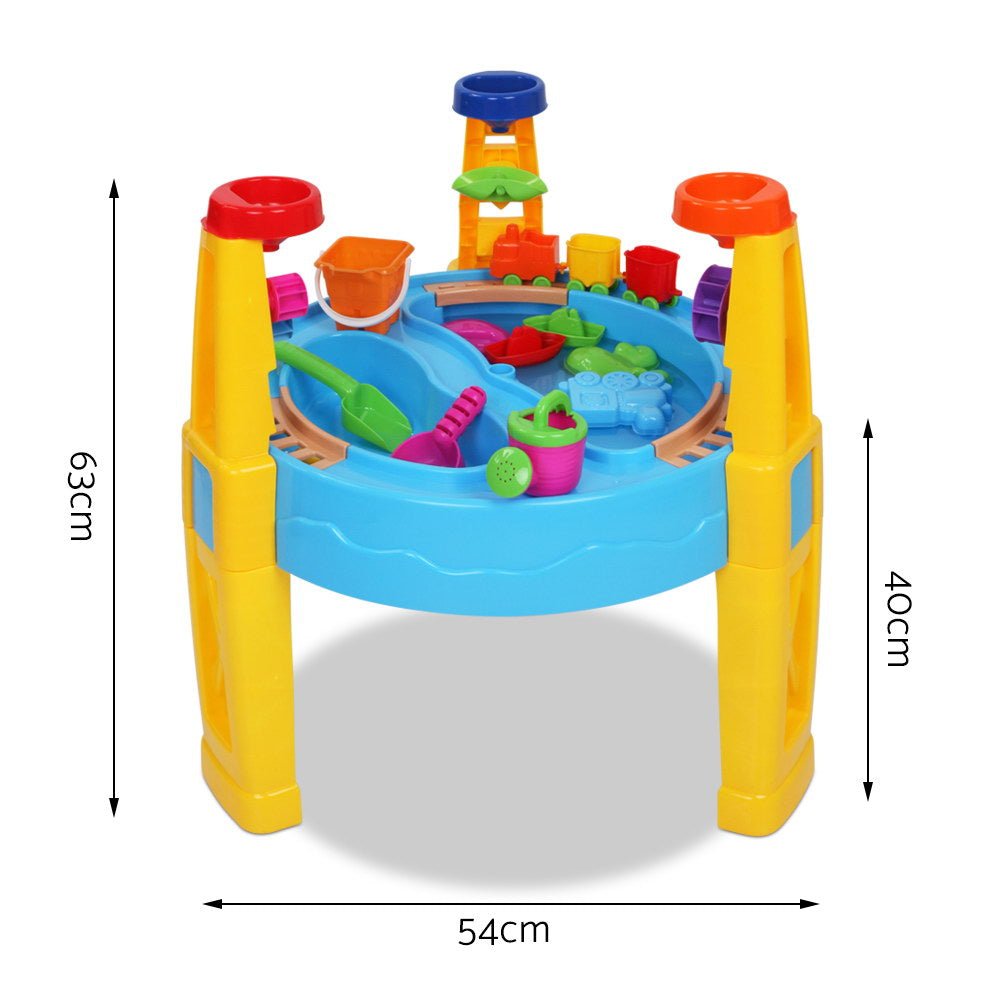 Keezi Kids Sandpit Pretend Play Set Water Sand Table Children Outdoor Toy Umbrella for kids outdoor play - PlayScapes Australia