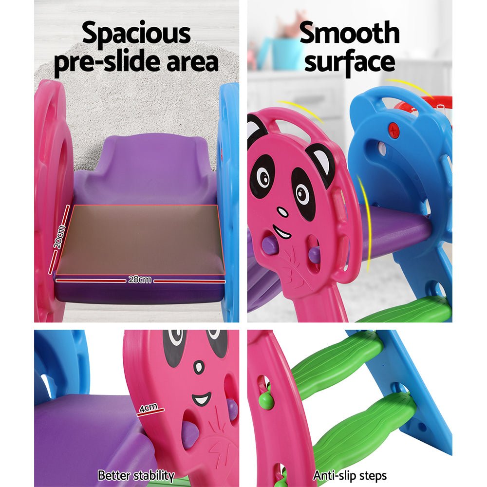 Keezi Kids Slide Set Basketball Hoop Indoor Outdoor Playground Toys 100cm Blue for kids outdoor play - PlayScapes Australia