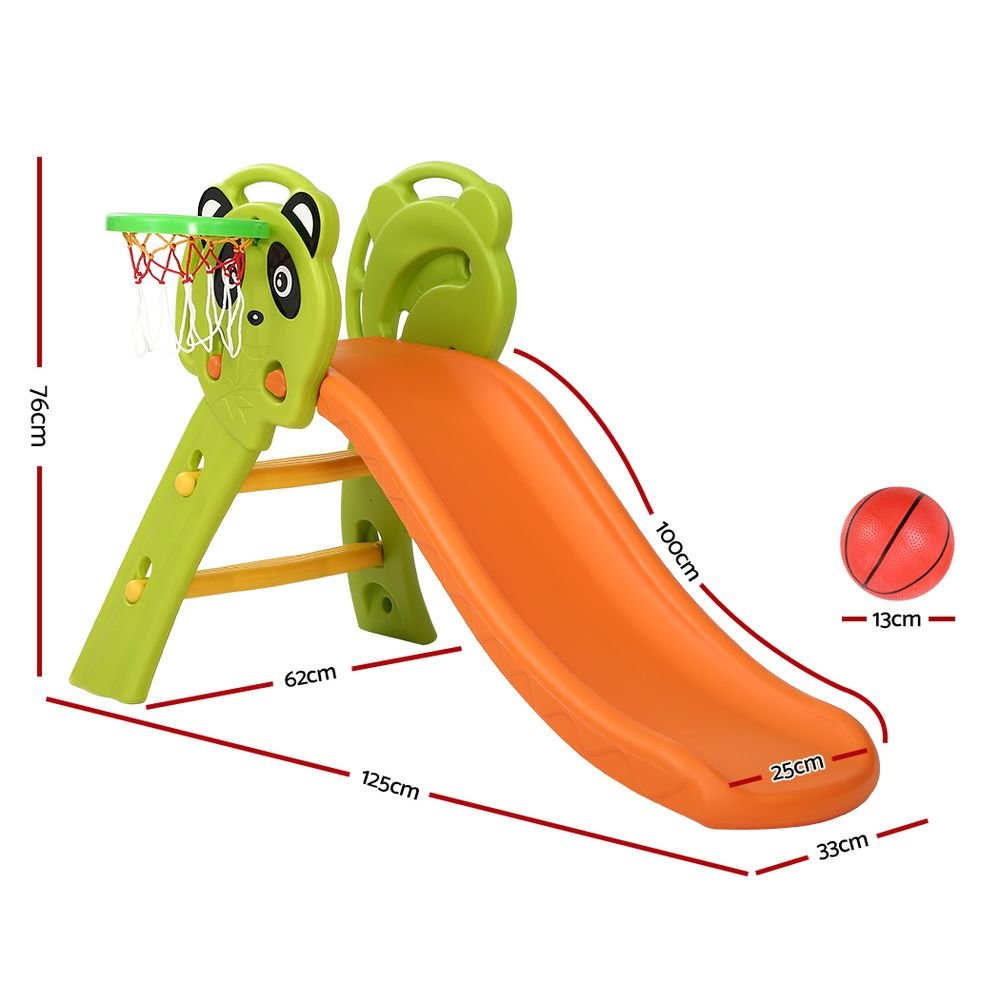 Keezi Kids Slide Set Basketball Hoop Indoor Outdoor Playground Toys 100cm Orange for kids outdoor play - PlayScapes Australia