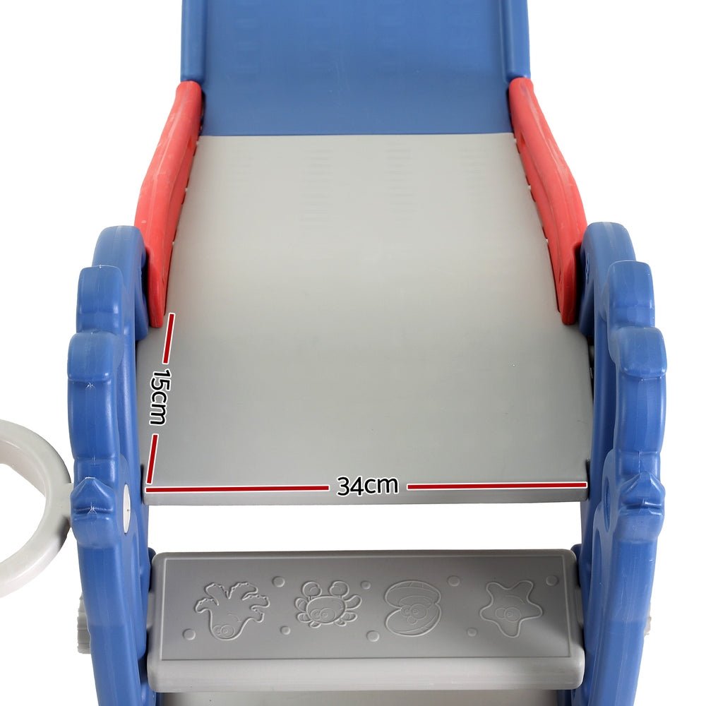 Keezi Kids Slide Set Basketball Hoop Outdoor Playground Toy Dragon 90cm Blue for kids outdoor play - PlayScapes Australia