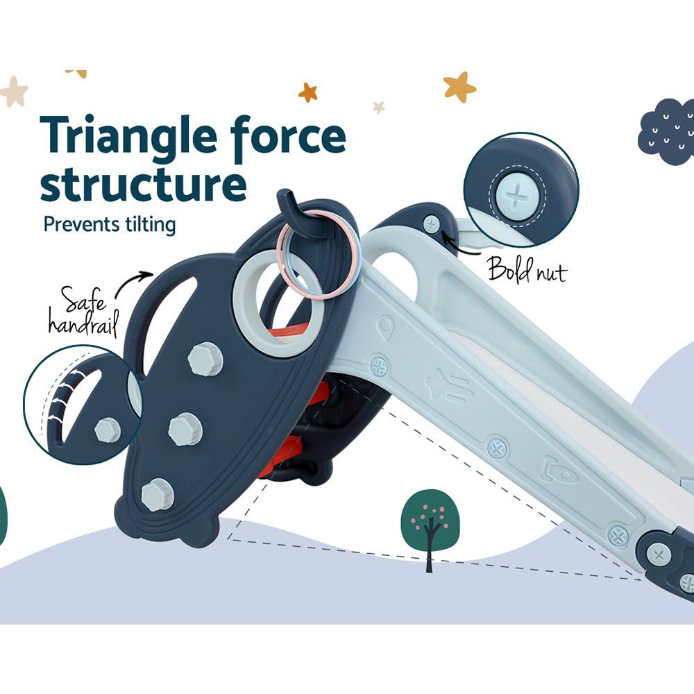 Keezi Kids Slide Set Basketball Hoop Rings Outdoor Playground Toys 110cm Blue for kids outdoor play - PlayScapes Australia