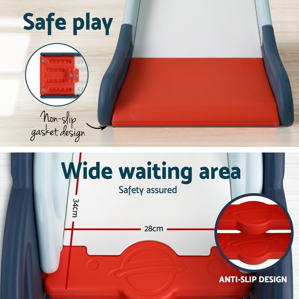 Keezi Kids Slide Set Basketball Hoop Rings Outdoor Playground Toys 110cm Blue for kids outdoor play - PlayScapes Australia