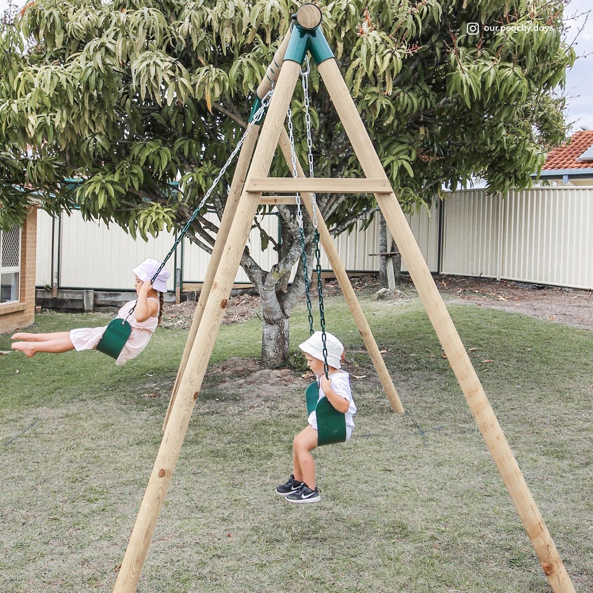 Lifespan Kids Amber 3 Double Belt Swing Set for kids outdoor play - PlayScapes Australia