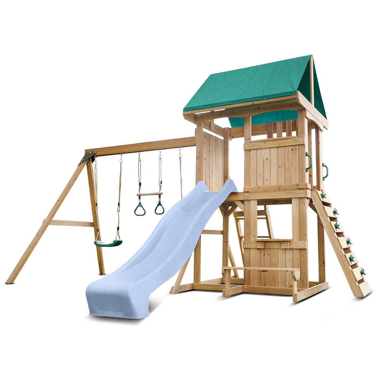 Lifespan Kids Carindale Swing Set & Play Centre with 2.2m Slide (Pastel Blue) for kids outdoor play - PlayScapes Australia