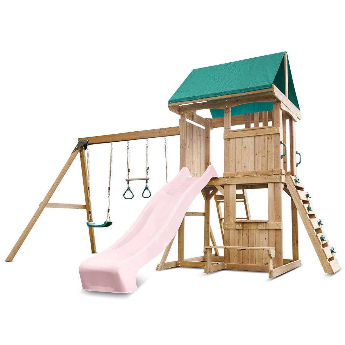 Lifespan Kids Carindale Swing Set & Play Centre with 2.2m Slide (Pastel Pink) for kids outdoor play - PlayScapes Australia
