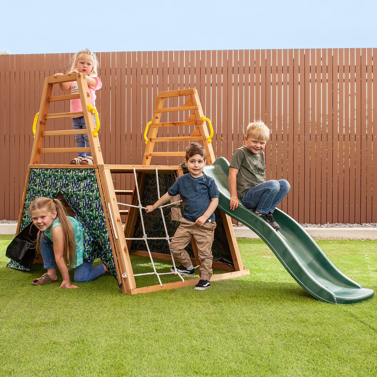 Lifespan Kids Cooper Climbing Frame with 1.8m Green Slide for kids outdoor play - PlayScapes Australia
