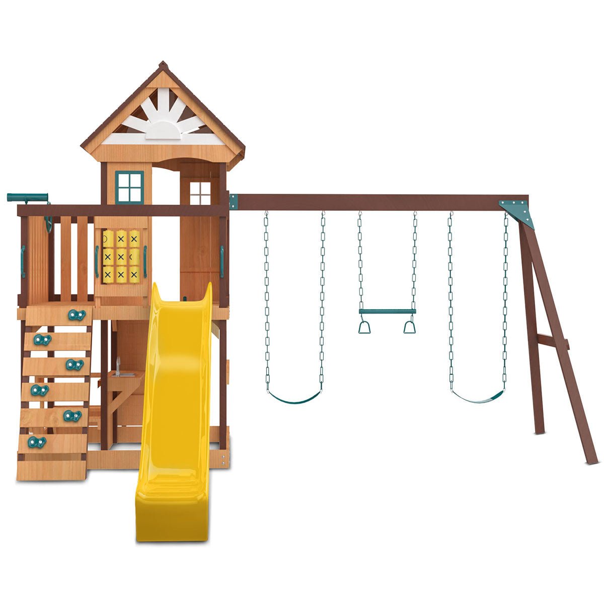 Lifespan Kids Coventry Swing Set & Play Centre with 2.2m Slide (Yellow) for kids outdoor play - PlayScapes Australia