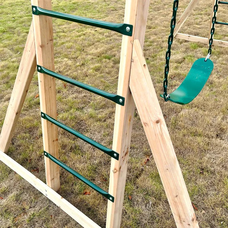 Lifespan Kids Daintree 2 - in - 1 Monkey Bars & Swing Set. Adjustable. High Quality Weather Protected Timber. for kids outdoor play - PlayScapes Australia