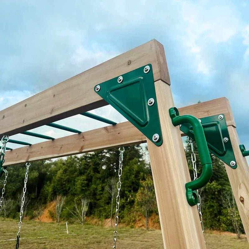 Lifespan Kids Daintree 2 - in - 1 Monkey Bars & Swing Set. Adjustable. High Quality Weather Protected Timber. for kids outdoor play - PlayScapes Australia