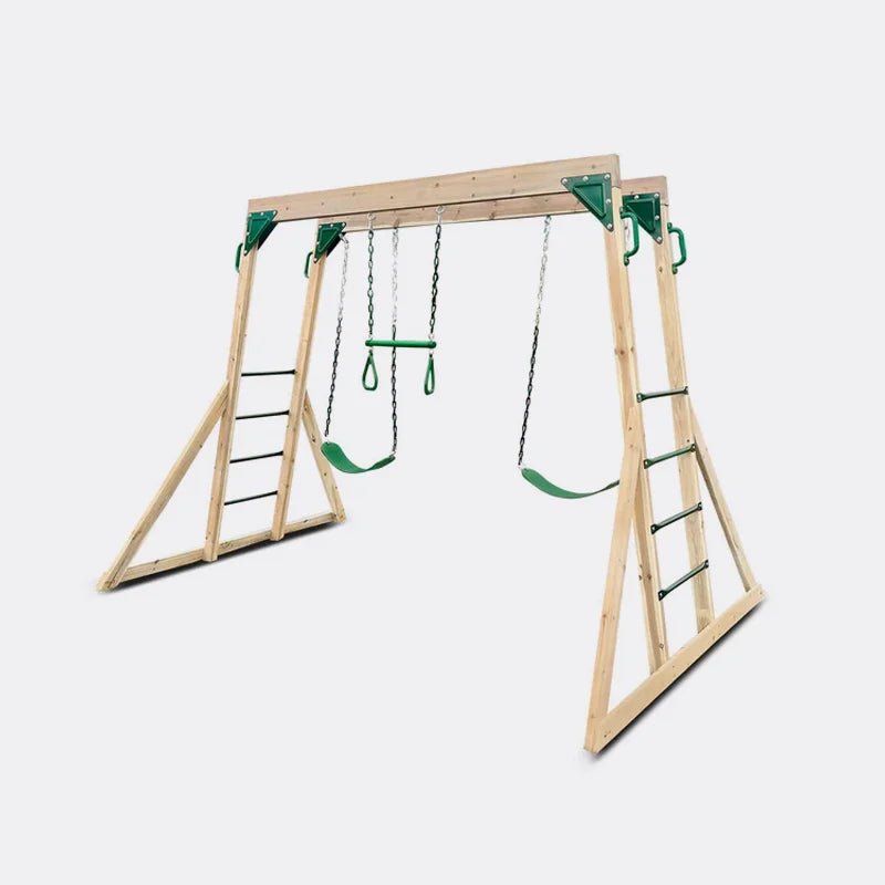 Lifespan Kids Daintree 2 - in - 1 Monkey Bars & Swing Set. Adjustable. High Quality Weather Protected Timber. for kids outdoor play - PlayScapes Australia