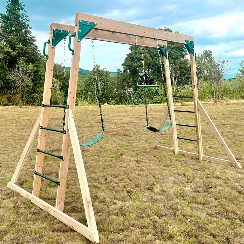 Lifespan Kids Daintree 2 - in - 1 Monkey Bars & Swing Set. Adjustable. High Quality Weather Protected Timber. for kids outdoor play - PlayScapes Australia