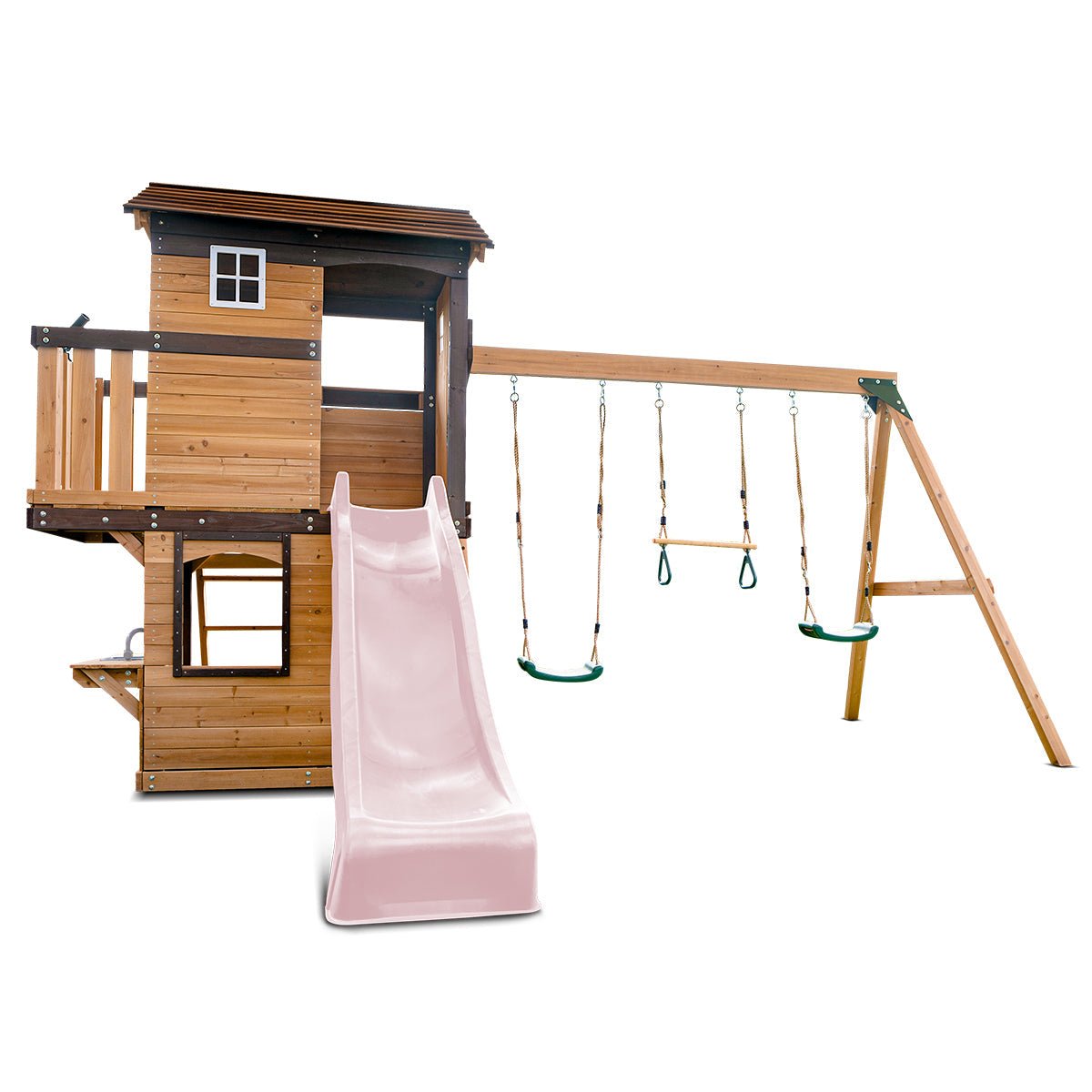 Lifespan Kids Darlington Swing Set & Play Centre with 2.2m Slide (Pastel Pink) for kids outdoor play - PlayScapes Australia