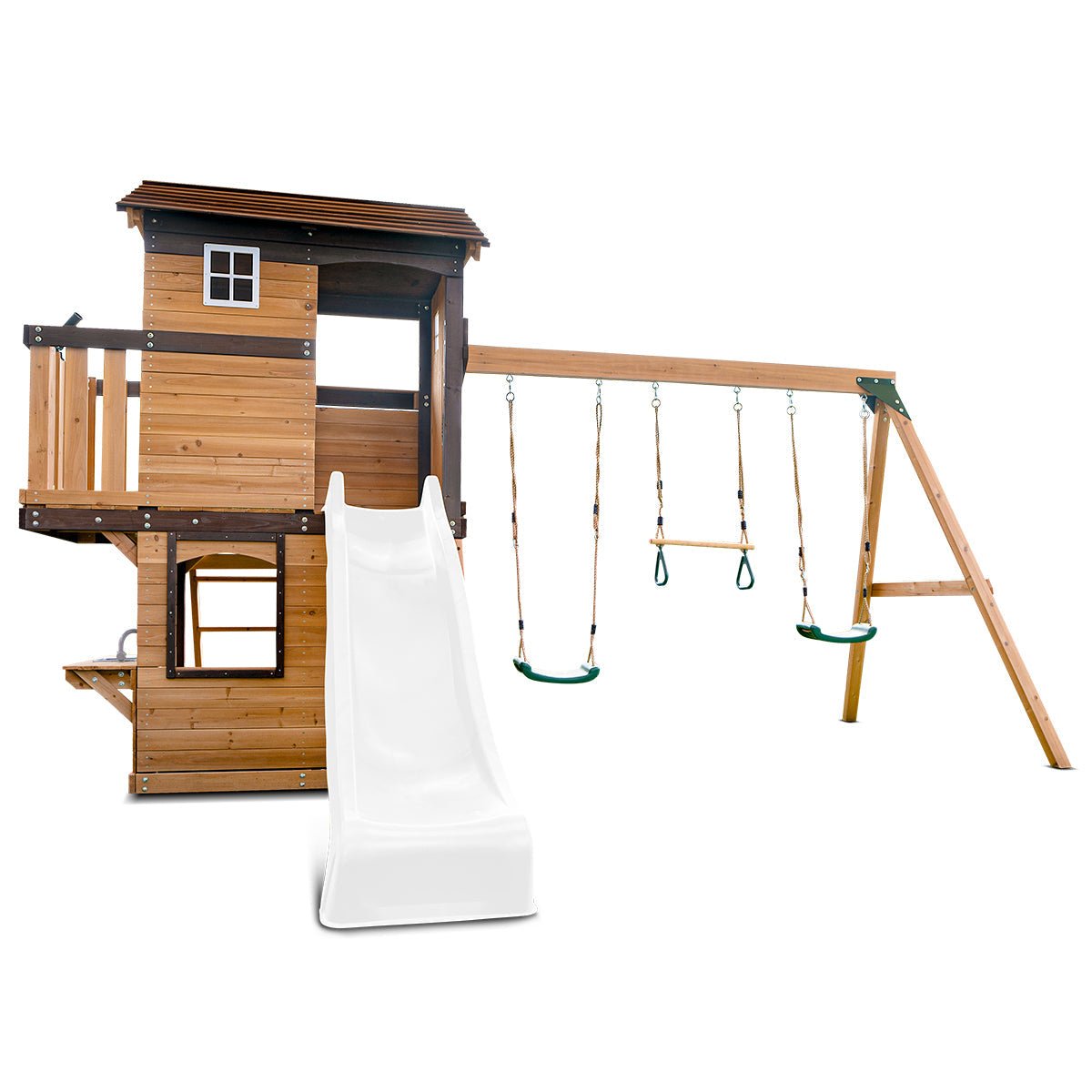 Lifespan Kids Darlington Swing Set & Play Centre with 2.2m Slide (White) for kids outdoor play - PlayScapes Australia