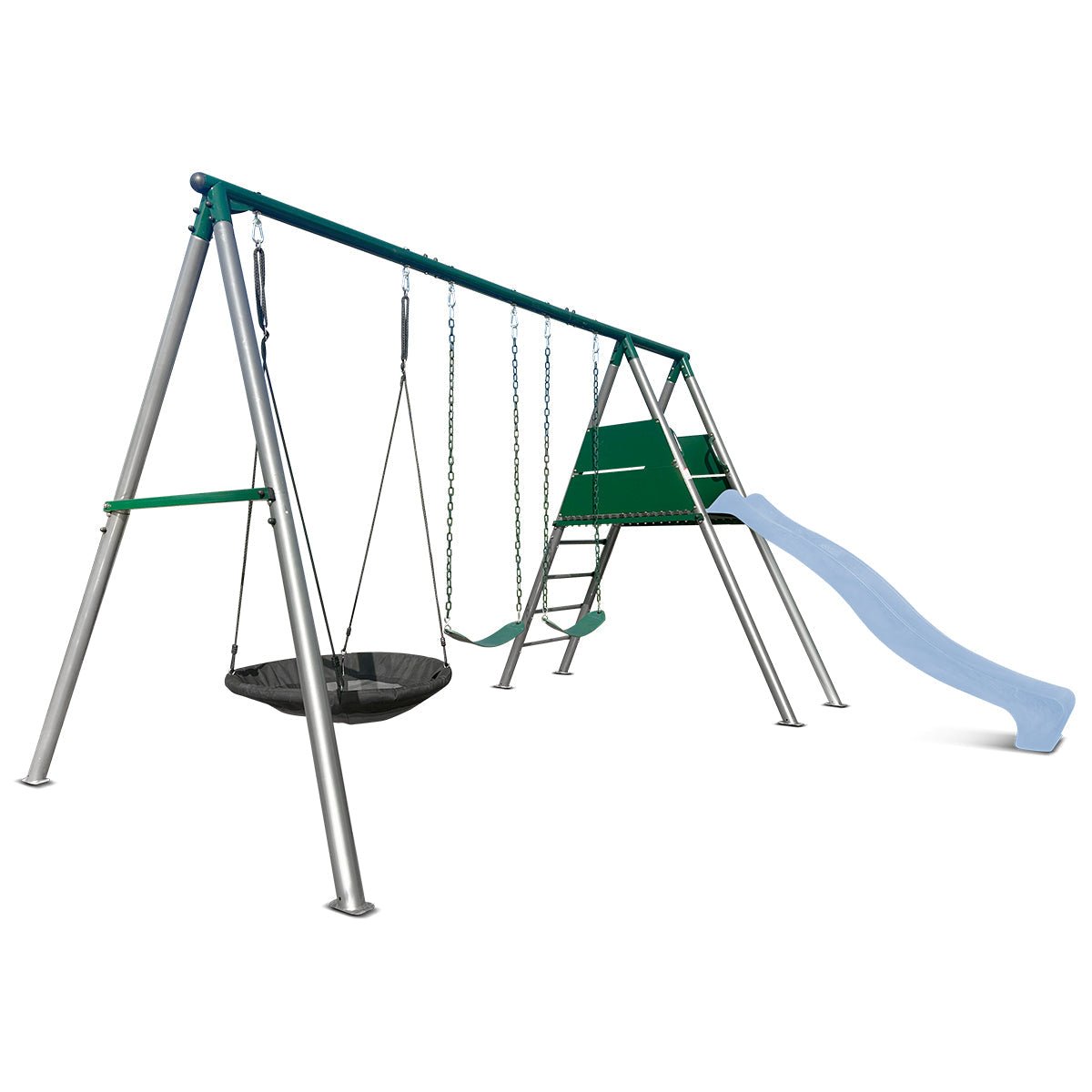 Lifespan Kids Europa Commercial Grade Steel Swing Set with Climb & 2.2m Slide (Pastel Blue) for kids outdoor play - PlayScapes Australia