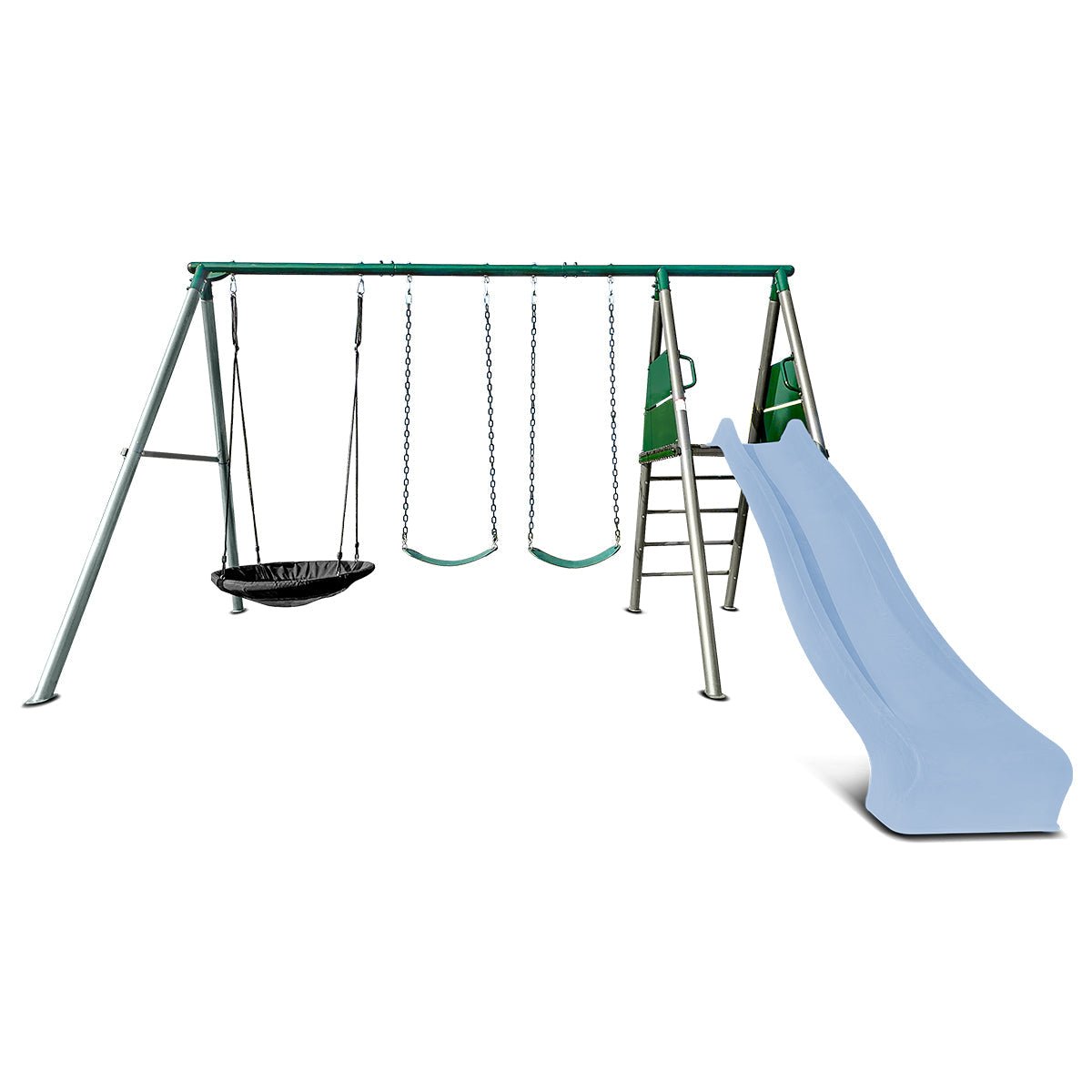 Lifespan Kids Europa Commercial Grade Steel Swing Set with Climb & 2.2m Slide (Pastel Blue) for kids outdoor play - PlayScapes Australia