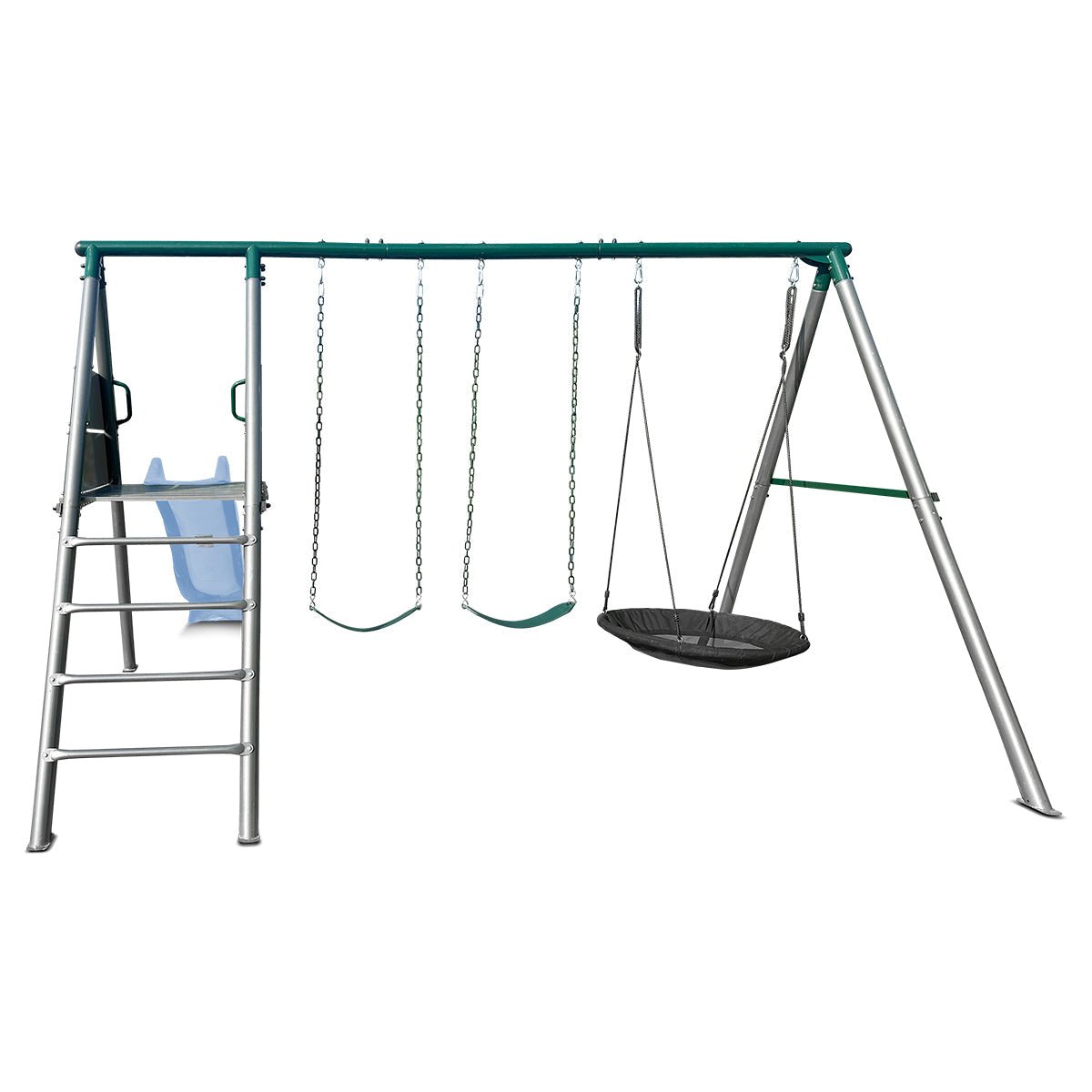 Lifespan Kids Europa Commercial Grade Steel Swing Set with Climb & 2.2m Slide (Pastel Blue) for kids outdoor play - PlayScapes Australia