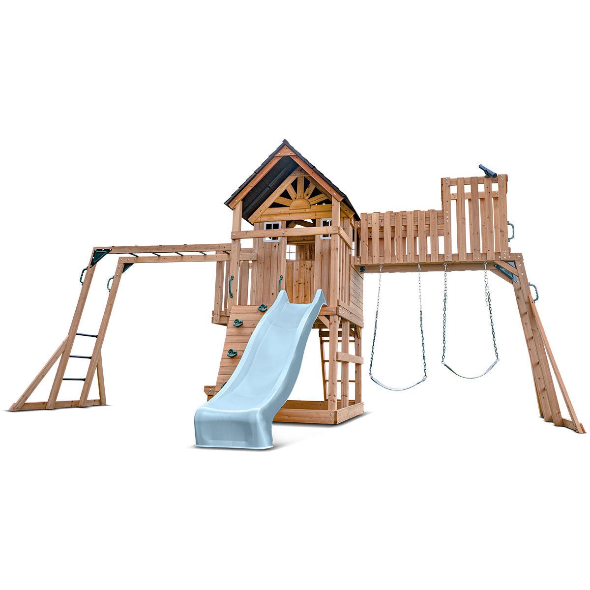 Lifespan Kids Kensington Swing Set, Monkey Bars & Play Centre with 2.2m Slide (Pastel Blue) for kids outdoor play - PlayScapes Australia