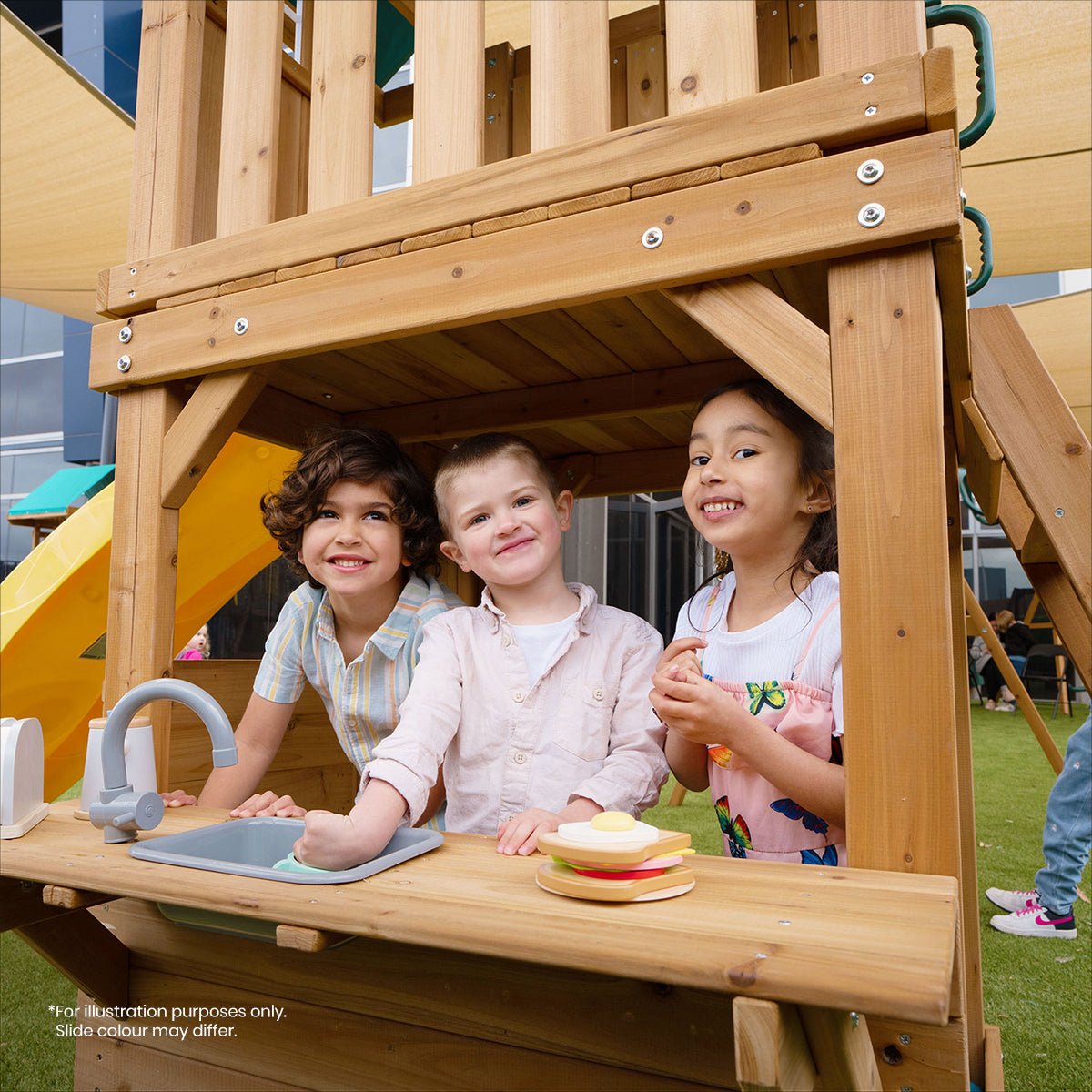 Lifespan Kids Montrose Swing Set & Play Centre with 2.2m Slide (White) for kids outdoor play - PlayScapes Australia