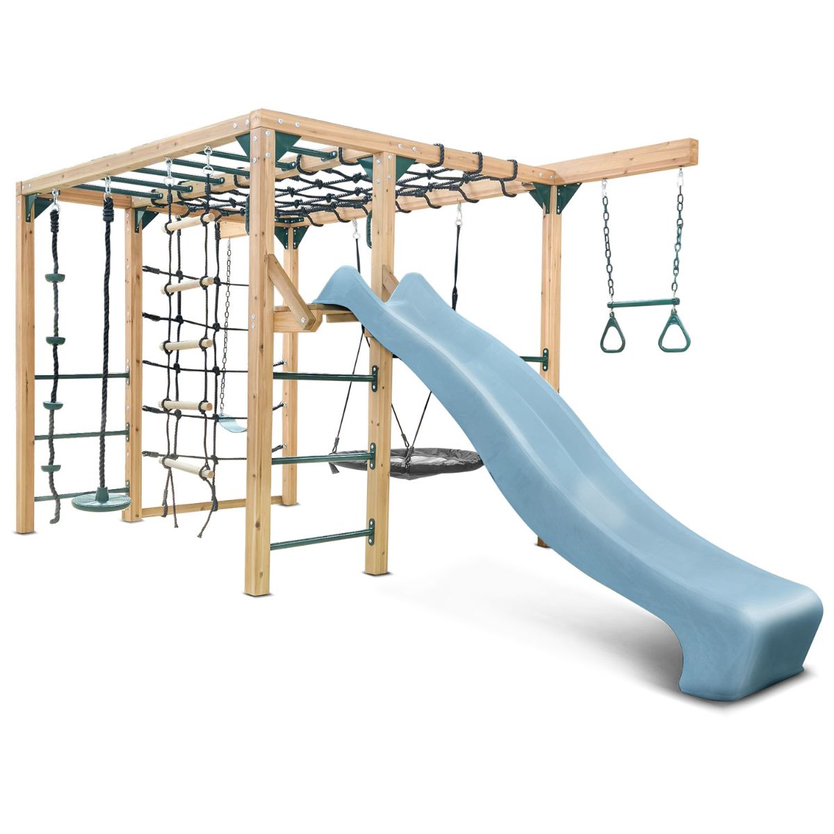 Lifespan Kids Orangutan Monkey Bars Jungle Gym Climbing Frame with 2.2m Slide (Pastel Blue) for kids outdoor play - PlayScapes Australia