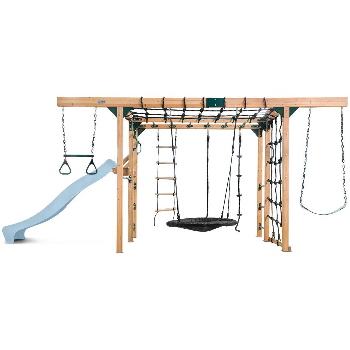 Lifespan Kids Orangutan Monkey Bars Jungle Gym Climbing Frame with 2.2m Slide (Pastel Blue) for kids outdoor play - PlayScapes Australia
