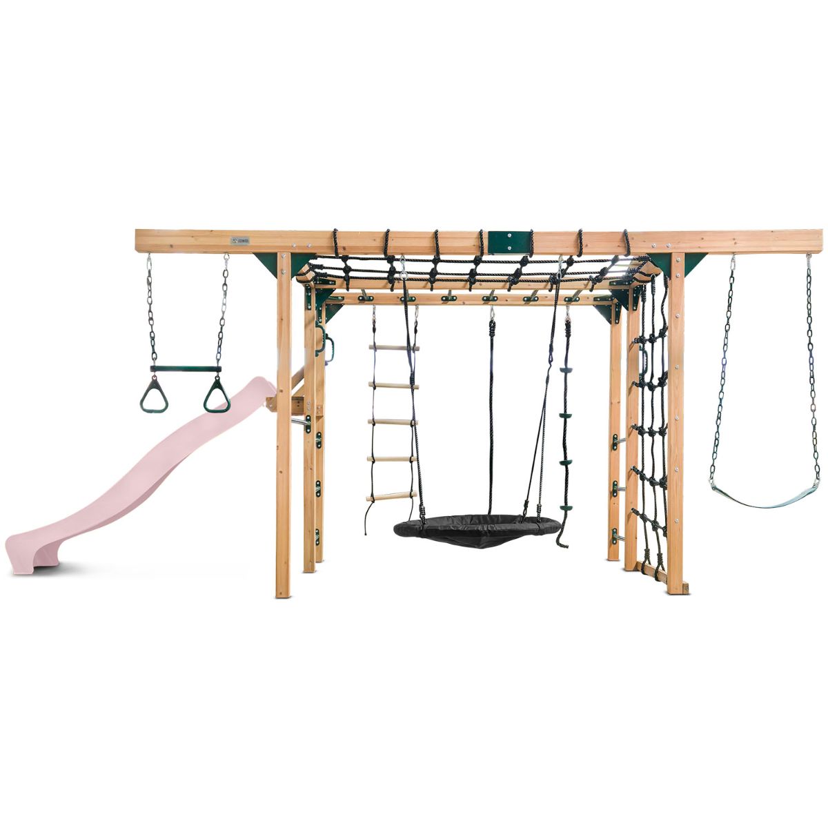 Lifespan Kids Orangutan Monkey Bars Jungle Gym Climbing Frame with 2.2m Slide (Pastel Pink) for kids outdoor play - PlayScapes Australia