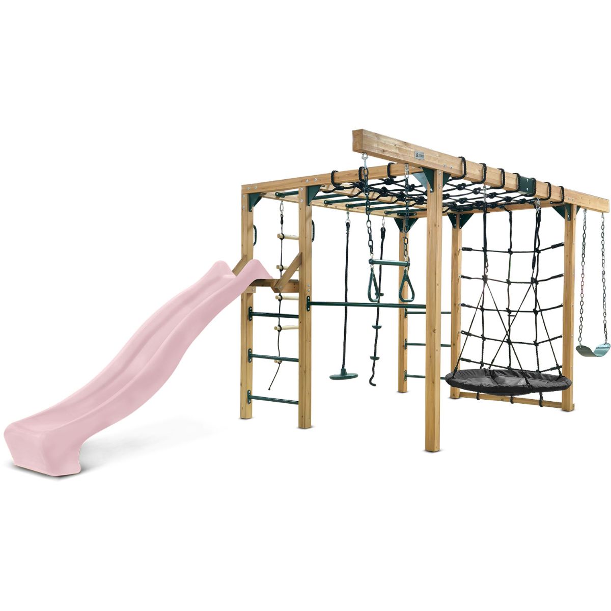 Lifespan Kids Orangutan Monkey Bars Jungle Gym Climbing Frame with 2.2m Slide (Pastel Pink) for kids outdoor play - PlayScapes Australia