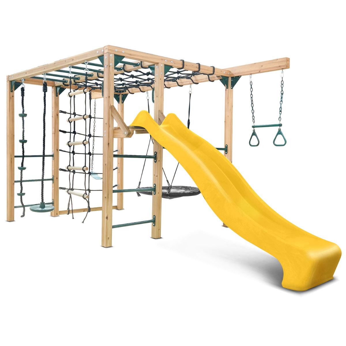 Lifespan Kids Orangutan Monkey Bars Jungle Gym Climbing Frame with 2.2m Slide (Yellow) for kids outdoor play - PlayScapes Australia