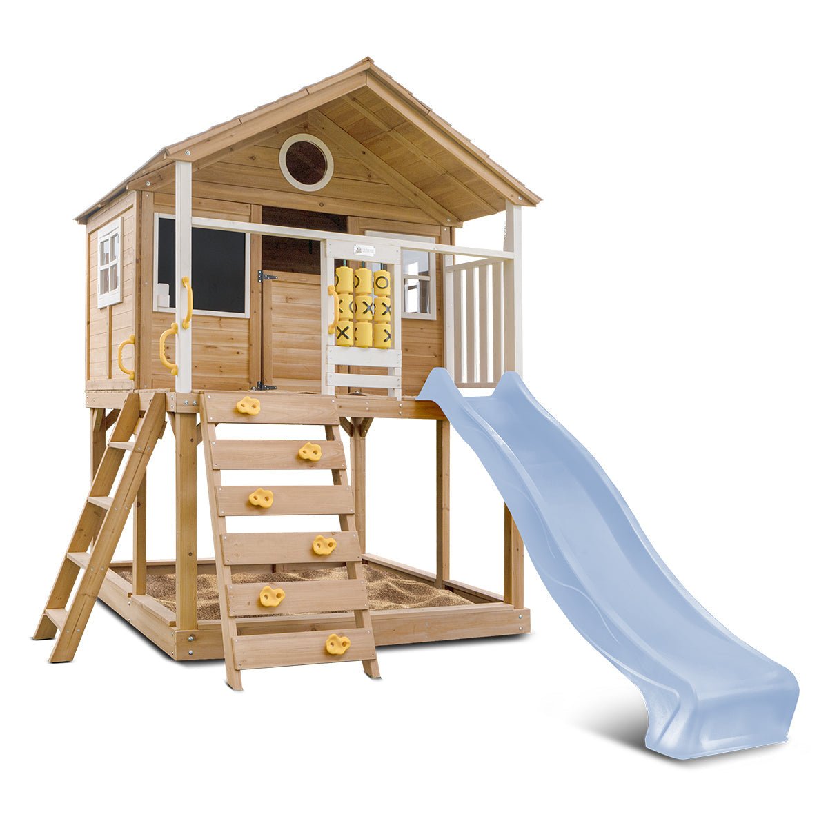 Lifespan Kids Warrigal Cubby House with 2.2m Slide (Pastel Blue) for kids outdoor play - PlayScapes Australia