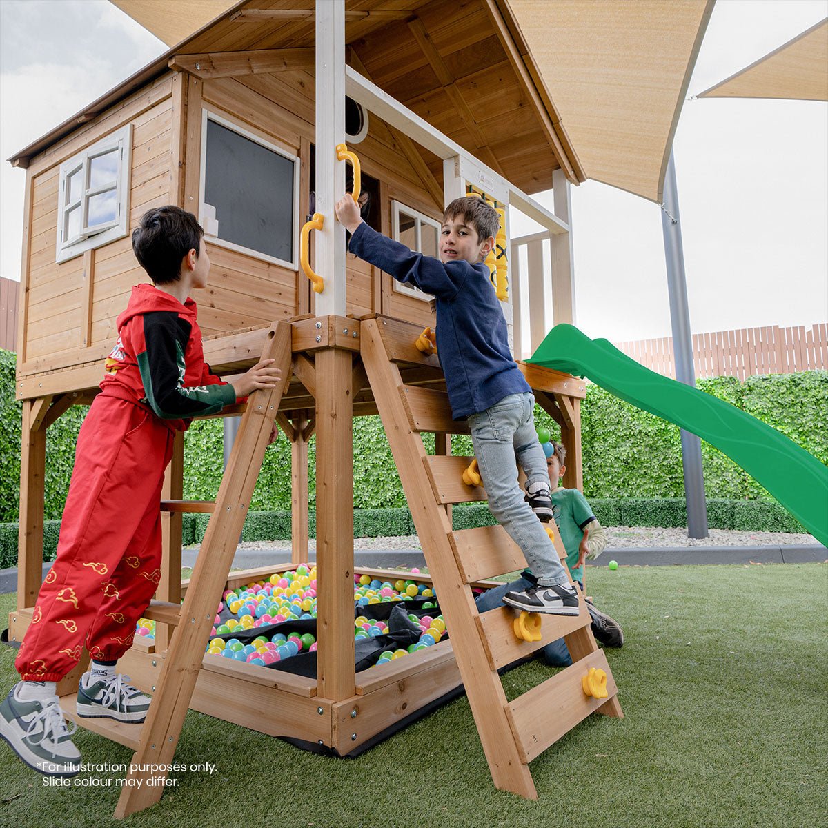 Lifespan Kids Warrigal Cubby House with 2.2m Slide (Pastel Blue) for kids outdoor play - PlayScapes Australia