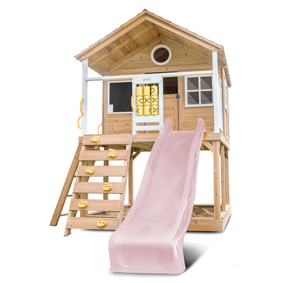 Lifespan Kids Warrigal Cubby House with 2.2m Slide (Pastel Pink) for kids outdoor play - PlayScapes Australia